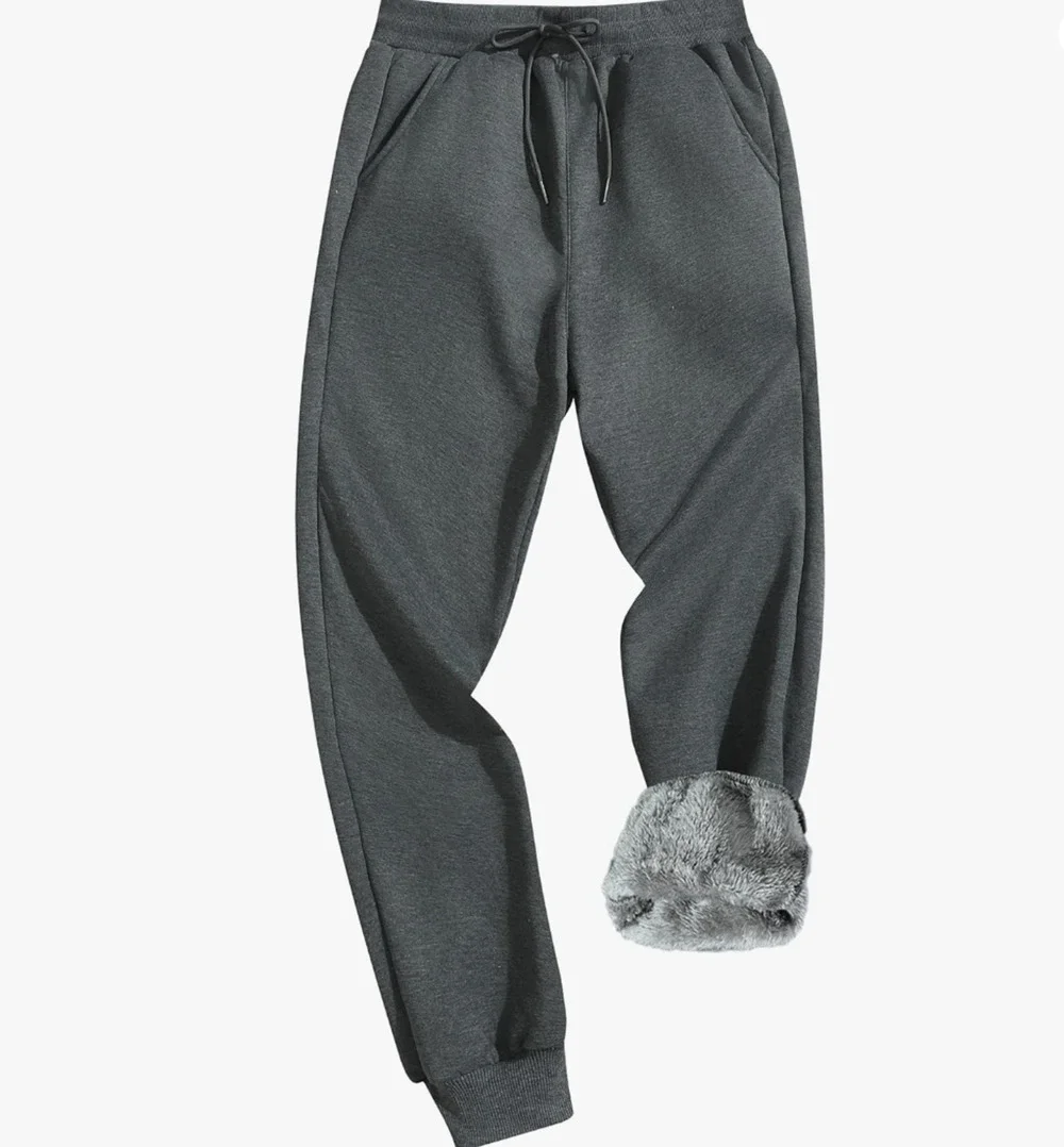 Machlab Men's Thermal Fleece Jogger Pants Sherpa Lined Sweats Gray Medium NEW